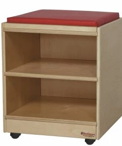 Coupon 🤩 Wood Designs Mobile Stool With Cushion And Caster, 17 X 15 X 18 Inches, Red ⌛