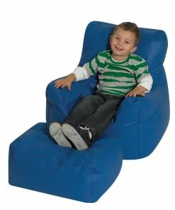 Wholesale 🤩 Childrens Factory Children's Factory Chair And Ottoman Set, Vinyl, Blue 🛒