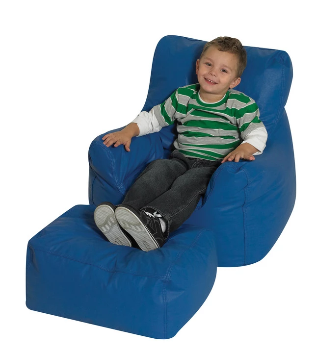 Wholesale 𤊠Childrens Factory Children's Factory Chair And Ottoman Set, Vinyl, Blue đ