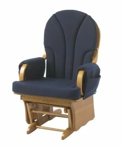 Best deal ✨ Foundations Adult Lullaby Glider Rocker With Navy Seat, 25-1/2 X 27 X 41 Inches, Natural/Blue ⌛
