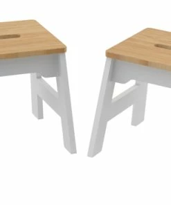 Hot Sale 👍 Melissa And Doug Melissa & Doug Wooden Stools, 12 X 11 X 11 Inches, White/Natural, Set Of 2 😍