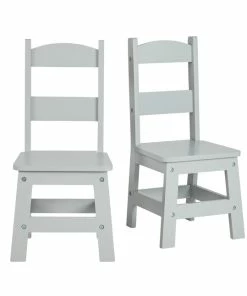 New 🤩 Melissa And Doug Melissa & Doug Wooden Chairs, 12 X 11-1/2 X 24-3/4 Inches, Gray, Set Of 2 🥰