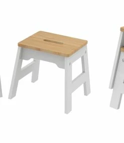Best deal ⭐ Melissa And Doug Melissa & Doug Wooden Stools, 12 X 11 X 11 Inches, White/Natural, Set Of 4 🛒