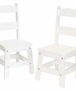 Discount 👏 Melissa And Doug Melissa & Doug Wooden Chairs, 12 X 11-1/2 X 24-3/4 Inches, White, Set Of 2 🎉