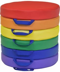 Best Pirce 😀 Childcraft Round Cushions, 15 X 15 X 2-1/2 Inches, Assorted Colors, Set Of 6 🛒